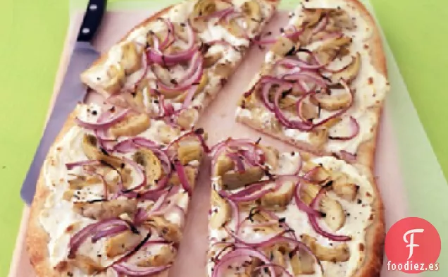 Pizza con Ricotta, Alcachofas y Cebollas