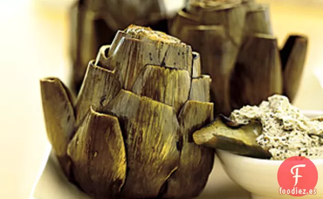 Alcachofas a la Parrilla con Salsa de Alcachofa y Menta