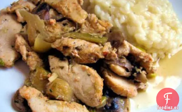 Pollo con Shitakes y Alcachofas