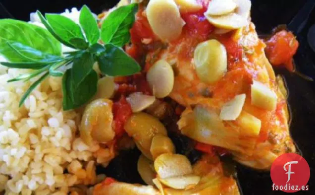 Pollo en Salsa de Tomate y Alcachofa