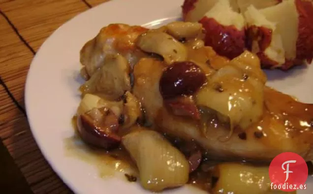 Pollo con Champán Mediterráneo Con Corazones de Alcachofa y Aceitunas