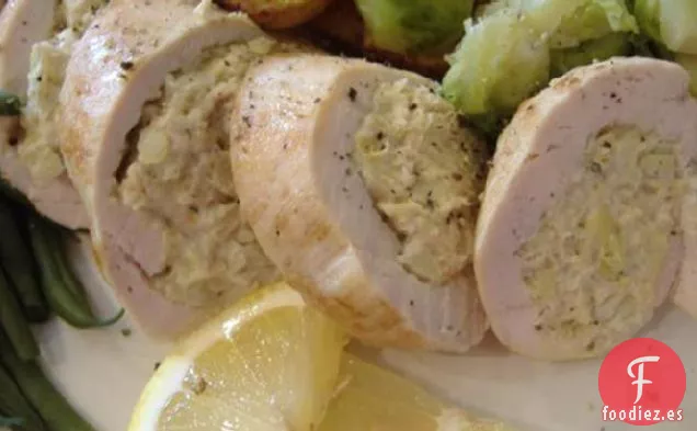 Pechugas De Pollo Rellenas De Alcachofas, Limón y Queso de Cabra