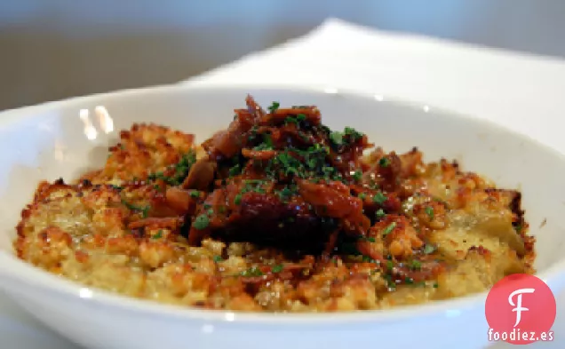 Alcachofa a limón y Cebolla Gratinada