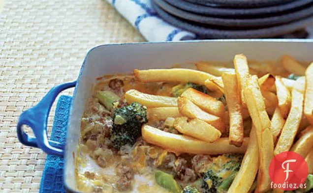 Hamburguesa con Queso y Cazuela de Papas fritas