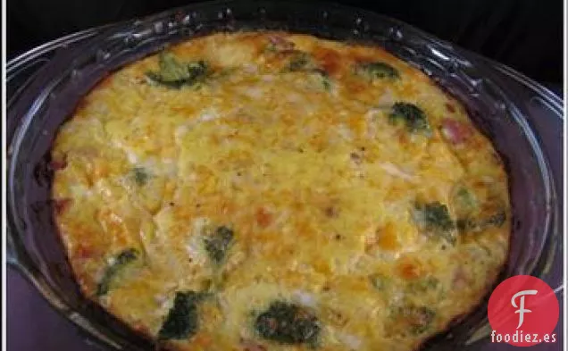 Quiche de Brócoli y Jamón sin Corteza Bajo en Carbohidratos