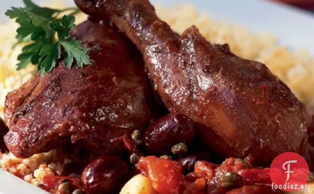 Pollo Cocido al Vino Tinto con Cuscús