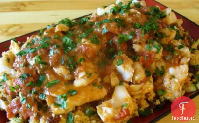 Tagine de Pescado Con Tomates, Alcaparras y Canela
