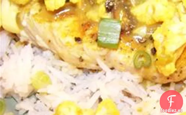 Chuletas de Cerdo al Curry y Coliflor con Arroz Basmati
