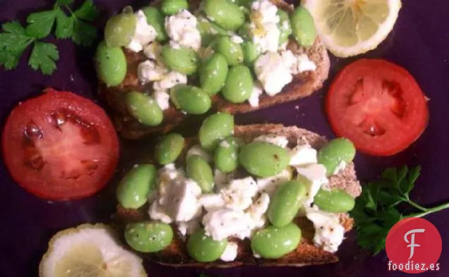 Crostini Con Habas y Ricotta Salata