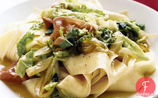 Pappardelle con Col, Jamón y Salvia