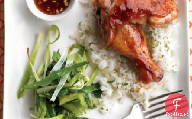 Pollo Teriyaki con Cebolletas Asadas
