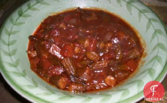 Salteado de Okra Picante (Estilo de Oriente Medio)