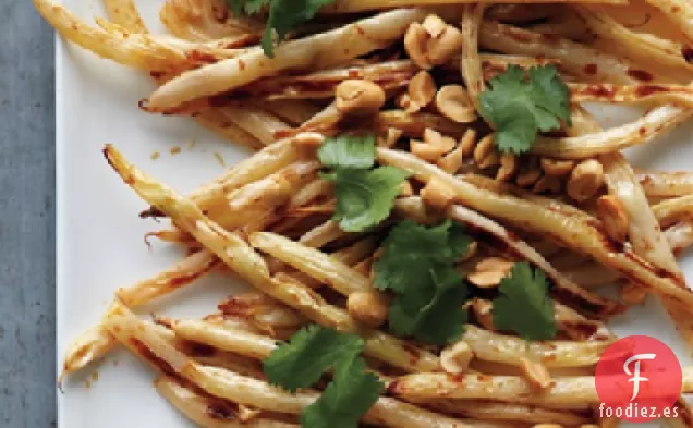 Frijoles de Cera Tostados con Cacahuetes y Cilantro