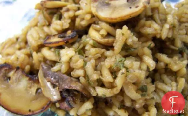 Arroz De Champiñones Con Cebolla Y Chalotes