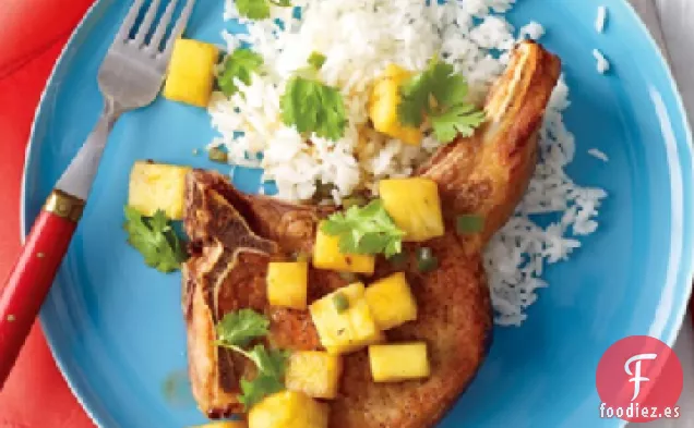 Chuletas de Cerdo con Piña y Arroz