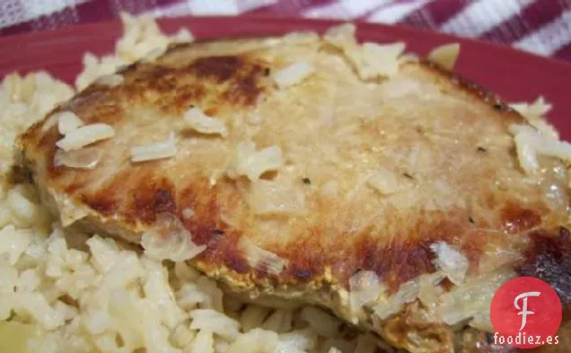 Chuletas de Cerdo y Cazuela de Arroz