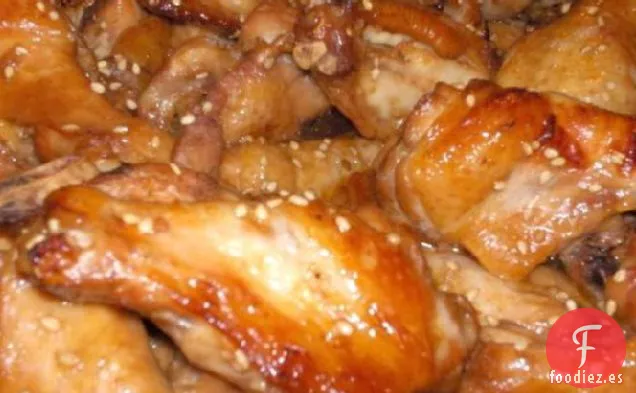 Alitas de Pollo de Sésamo Pegajosas