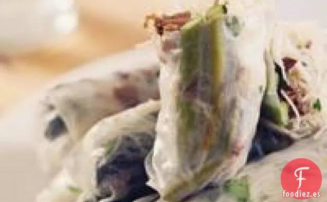 Rollos Frescos de Champiñones, Cerdo y Espárragos