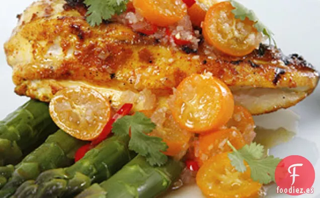 Pollo a la Parrilla con Aderezo de Limoncillo y Kumquat
