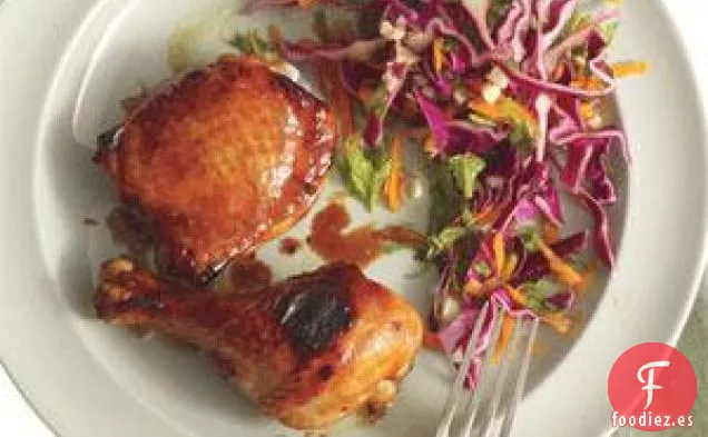 Pollo glaseado Con Lima Y Soja Con Repollo