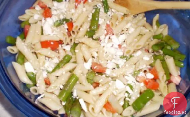 Ensalada de Espárragos Rojos, Dorados y Verdes, Tomate y Pasta