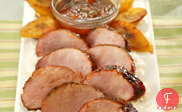 Solomillo De Cerdo Frotado Con Chile Con Glaseado De Jengibre Y Albaricoque