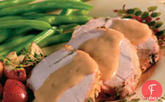 Carne Asada de Cerdo con Hierbas y Salsa Cremosa de Champiñones