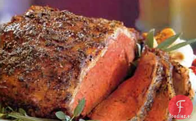 Lomo a Tiras de Nueva York Asado con Corteza de Hierbas y Ajo