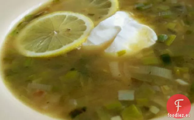 Sopa de Puerro y Cebolla Verde