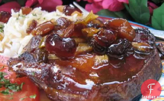 Chuletas de Cerdo Picantes Con Arándanos para la Olla de Barro!