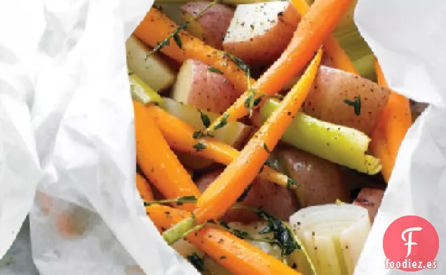 Patatas, Puerros y Zanahorias en Pergamino