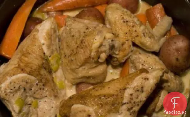 Pollo en Riesling (Coq Au Vin Blanc)