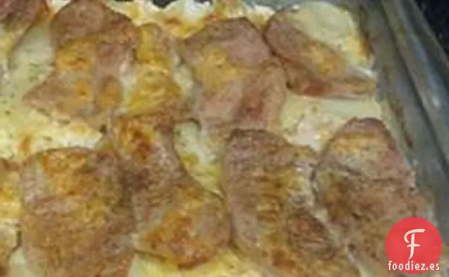 Patatas con Festones y Chuletas de Cerdo