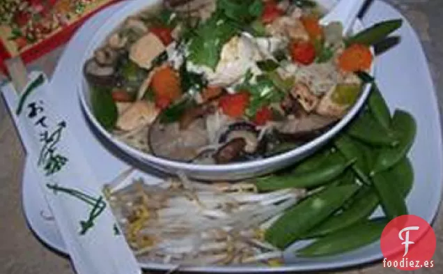 Sopa Asiática de Fideos con Pollo