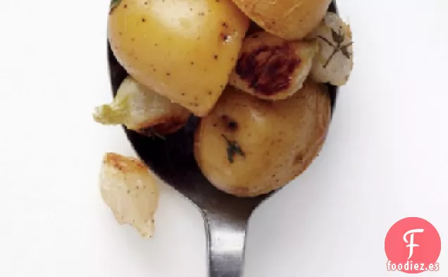 Cebollas Perladas Asadas y Patatas
