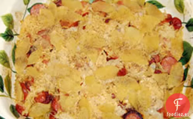 Salchichas Ahumadas y Pastel de Manzana