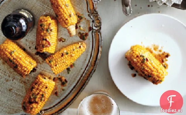 Maíz en la mazorca con Mantequilla de Chipotle-Cebolleta