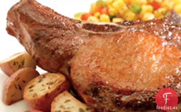 Chuletas de Cerdo y Cebollas a la Parrilla