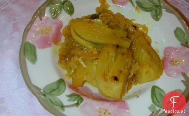 Hinojo Estofado y Cebolla Con Jengibre