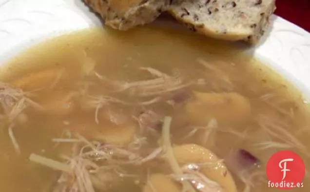 Sopa de Fideos con Champiñones y Pollo
