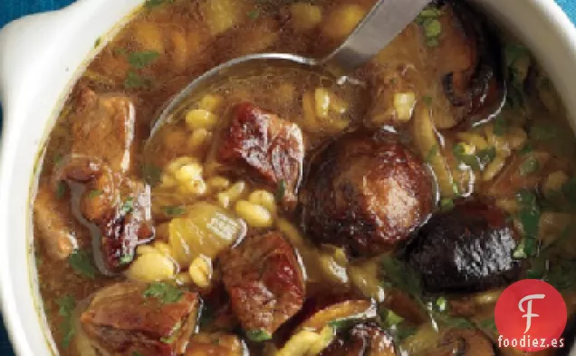Sopa de Carne Asada, Champiñones y Cebada