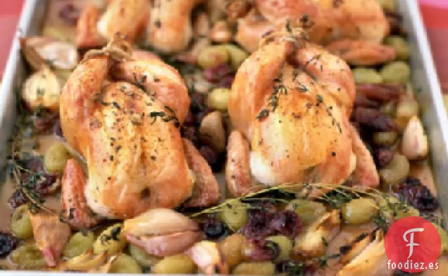 Gallina de Cornualles Asada y Uvas
