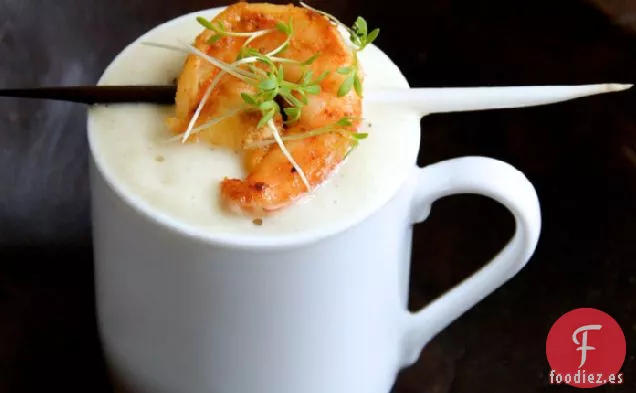 Espuma De Apio Con Langostinos Tigre Al Vapor Ras-el-hanout