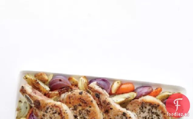 Chuletas de Cerdo con Hinojo y Zanahorias