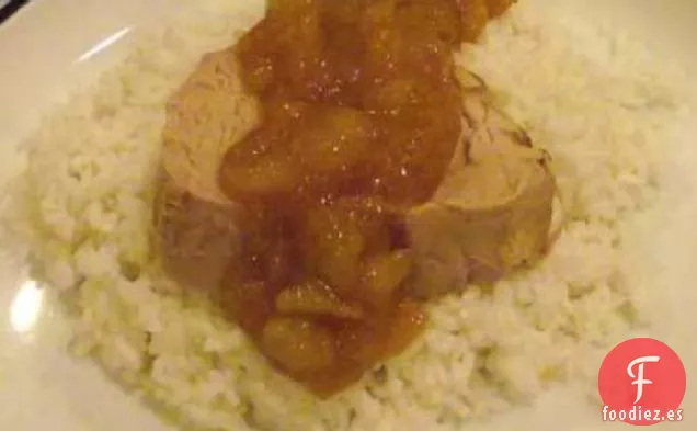Lomo De Cerdo Con Pimienta Y Puré De Mango Y Jengibre