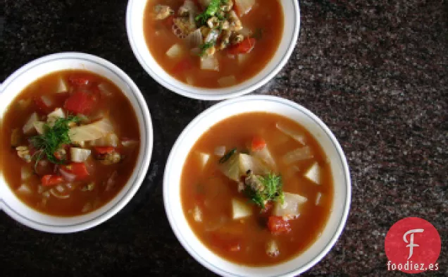 Sopa de almejas Manhattan 