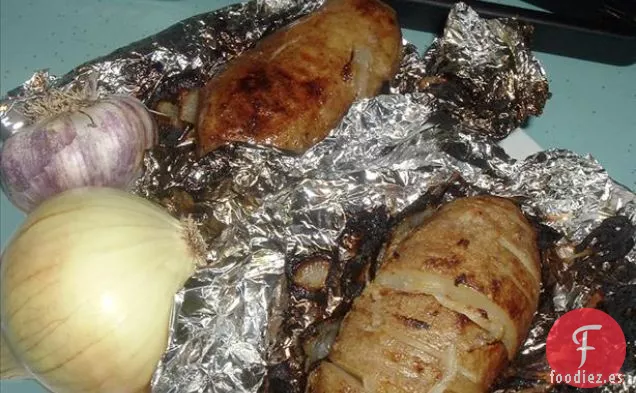 Patata A la Barbacoa Con Cebolla y Ajo