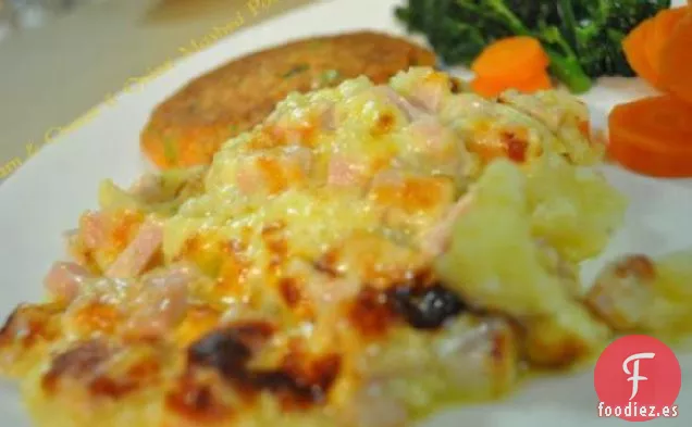 Puré de Patatas con Jamón y Queso y Cebolla