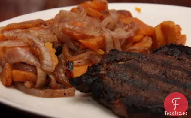Bistec a la Parrilla con un toque Marroquí y Batatas