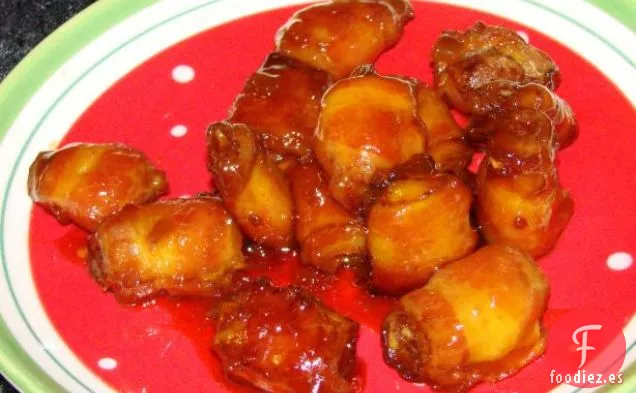 Aperitivos de Castañas de Agua con Tocino